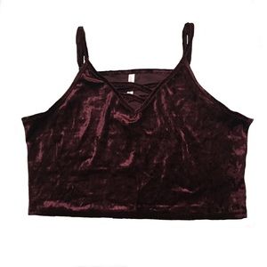 Xhilaration maroon velvet cross front crop top